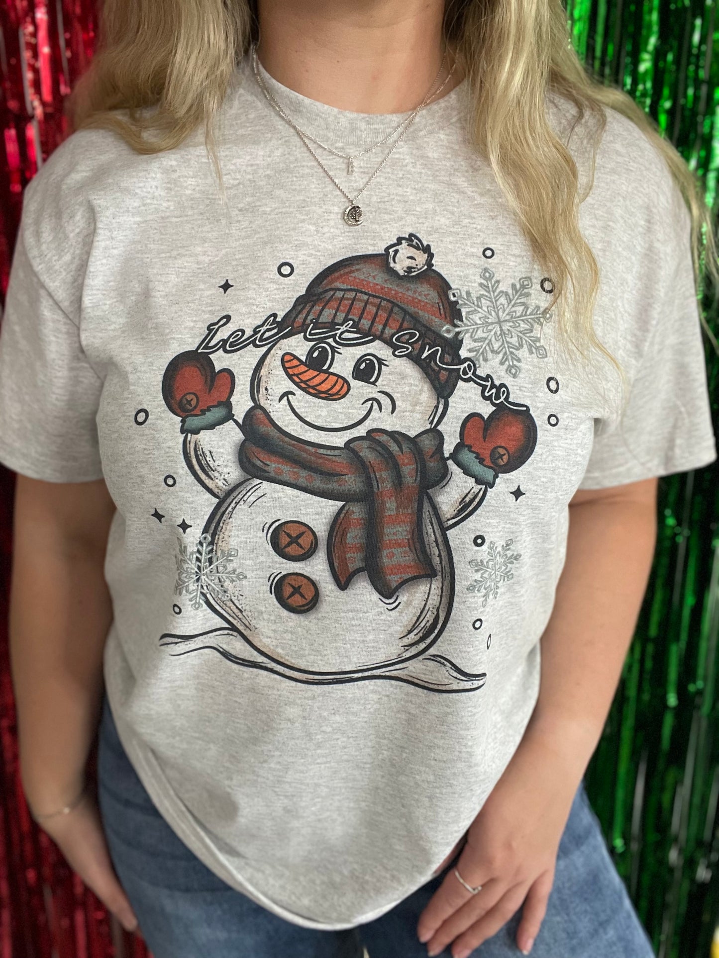 Let It Snow Plaid Snowman Graphic