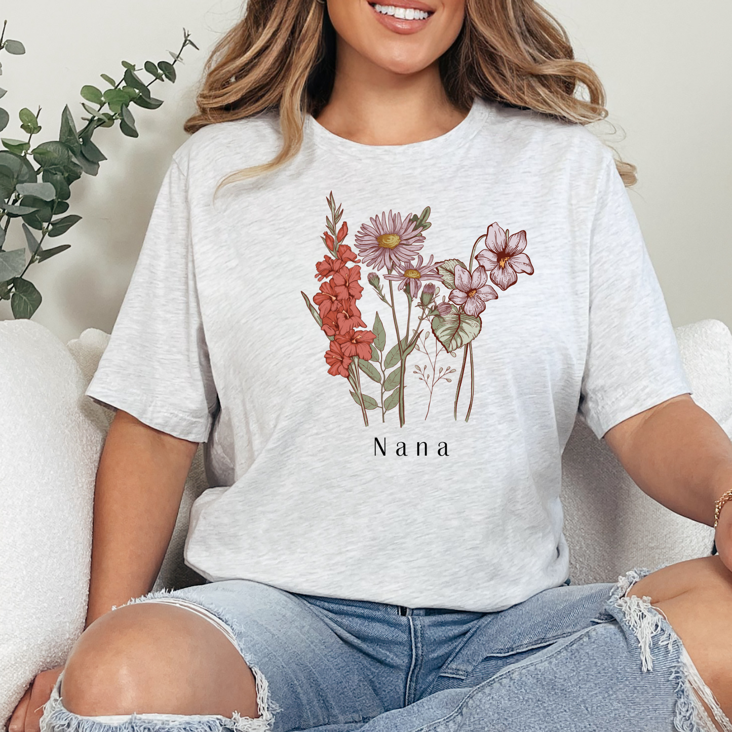 Customized Birth Flower & Name Graphic
