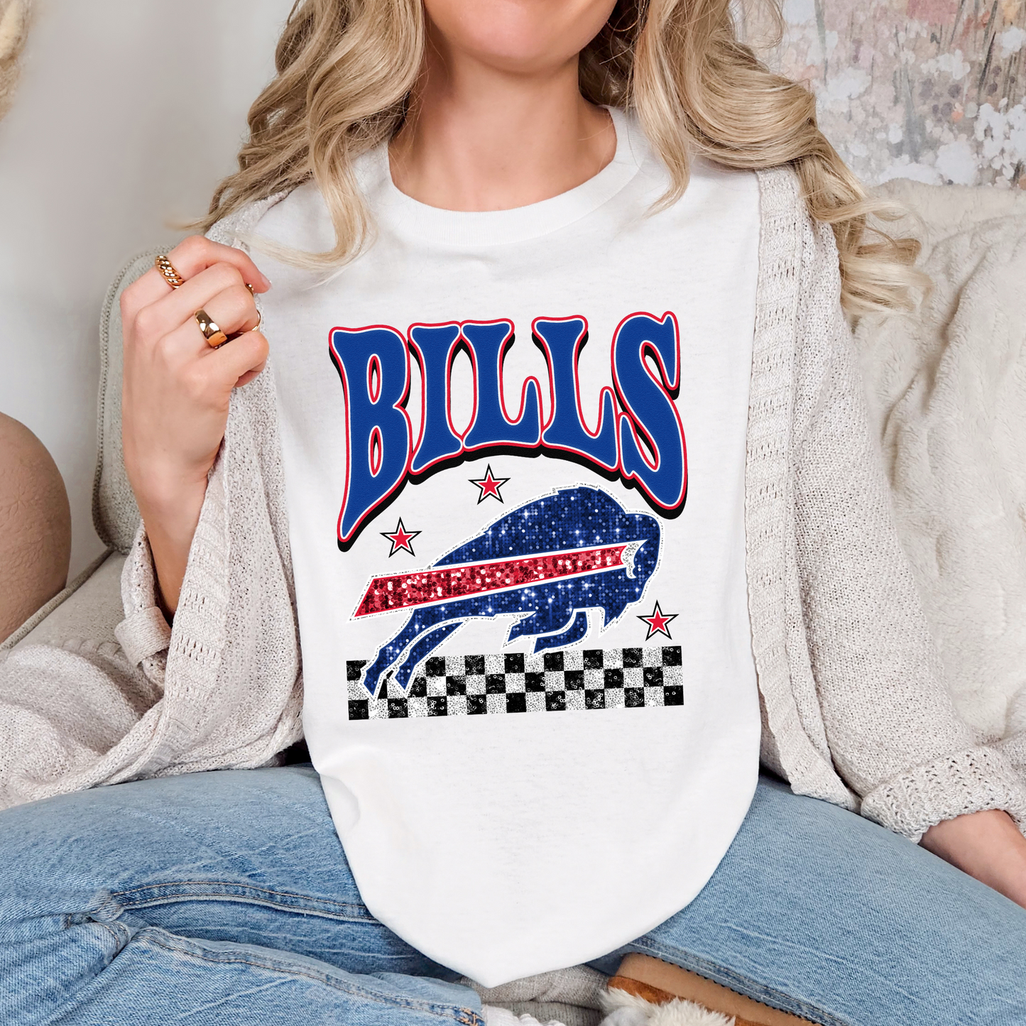 Faux Sequin Football T-shirt