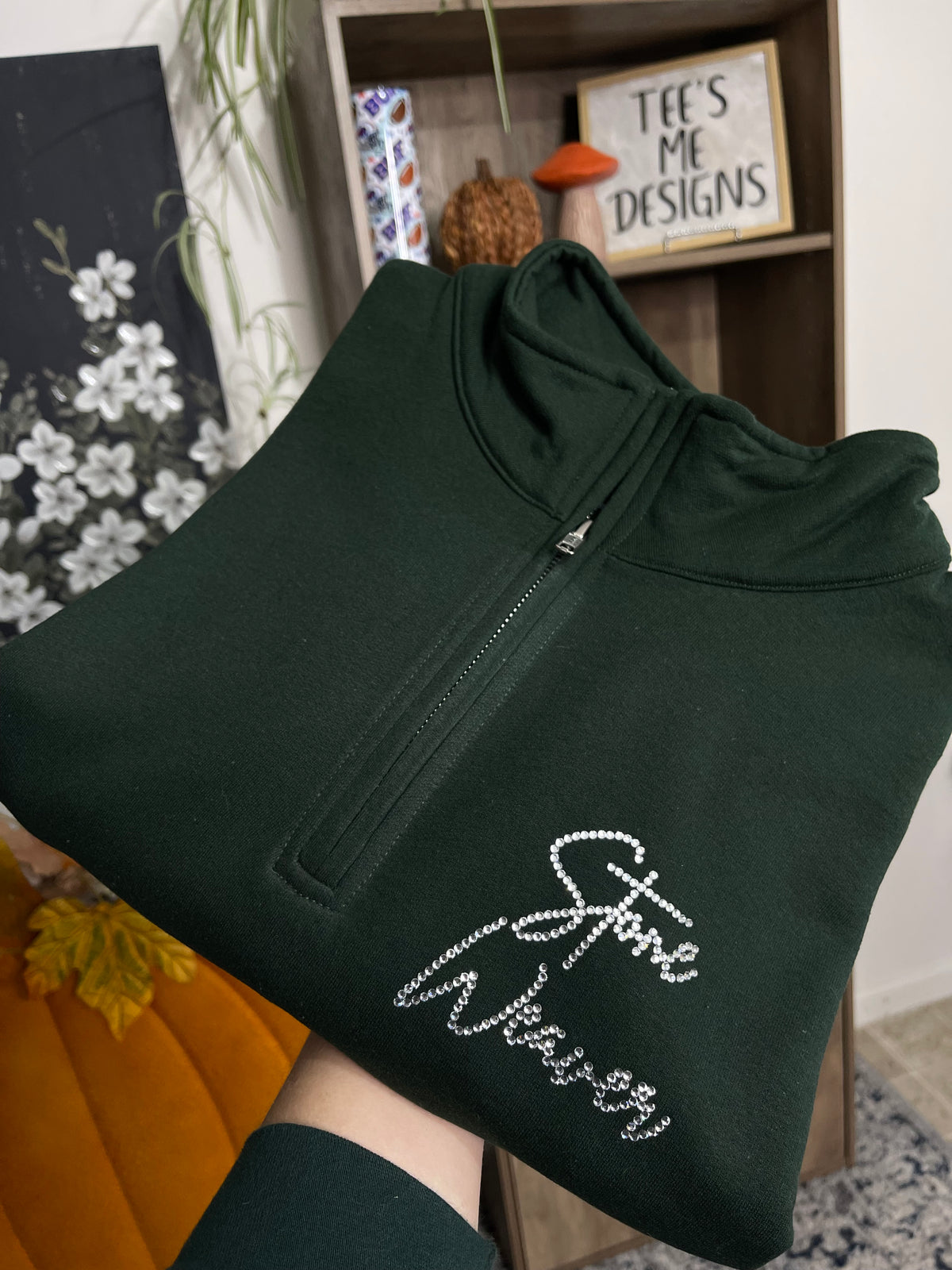 Rhinestone Name 1/4 Zip Sweatshirt