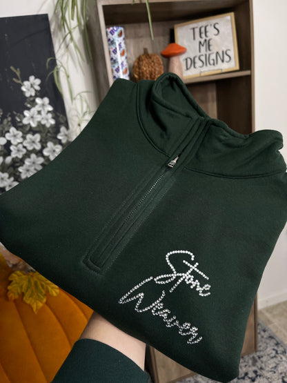 Rhinestone Name 1/4 Zip Sweatshirt