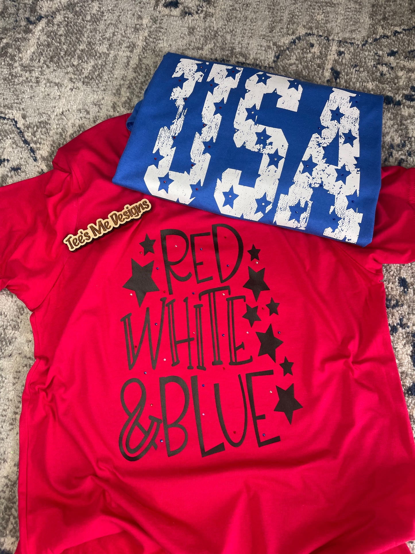 Mystery Americana Tee With Rhinestones