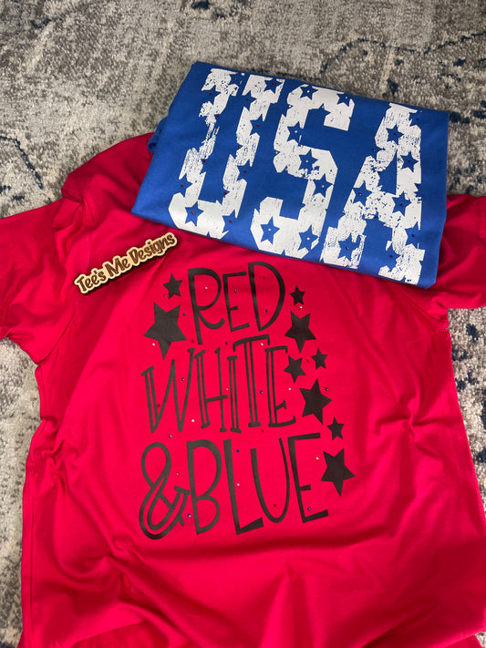 Mystery Americana Tee With Rhinestones