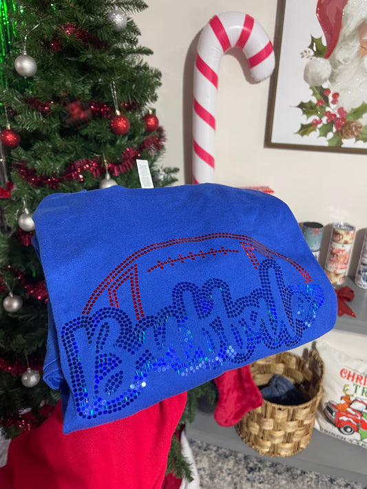 Red & Blue Buffalo Spangle Tee, Long Sleeve & Crew!