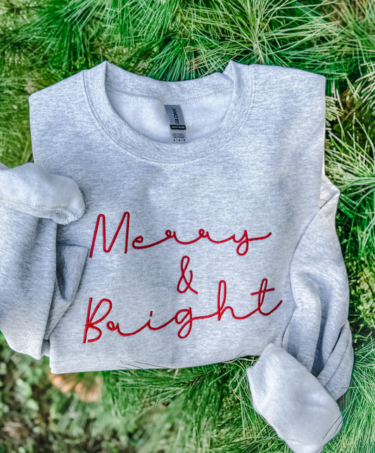 Merry & Bright Embroidered Crew