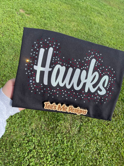 Redhawks/Hawks Glitter Crewneck Sweatshirt