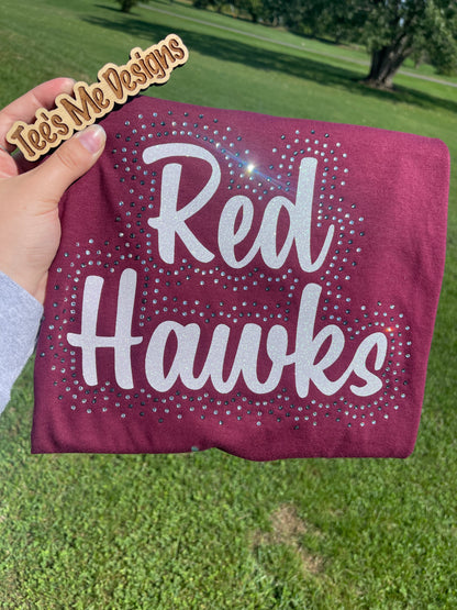 Redhawks/Hawks Glitter Crewneck Sweatshirt