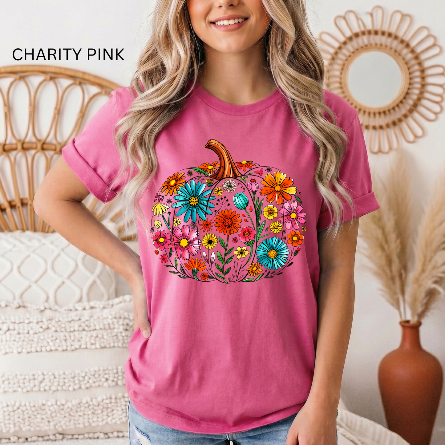 Fun Floral Pumpkin Tee