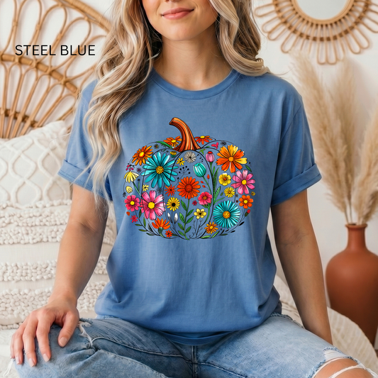 Fun Floral Pumpkin Tee