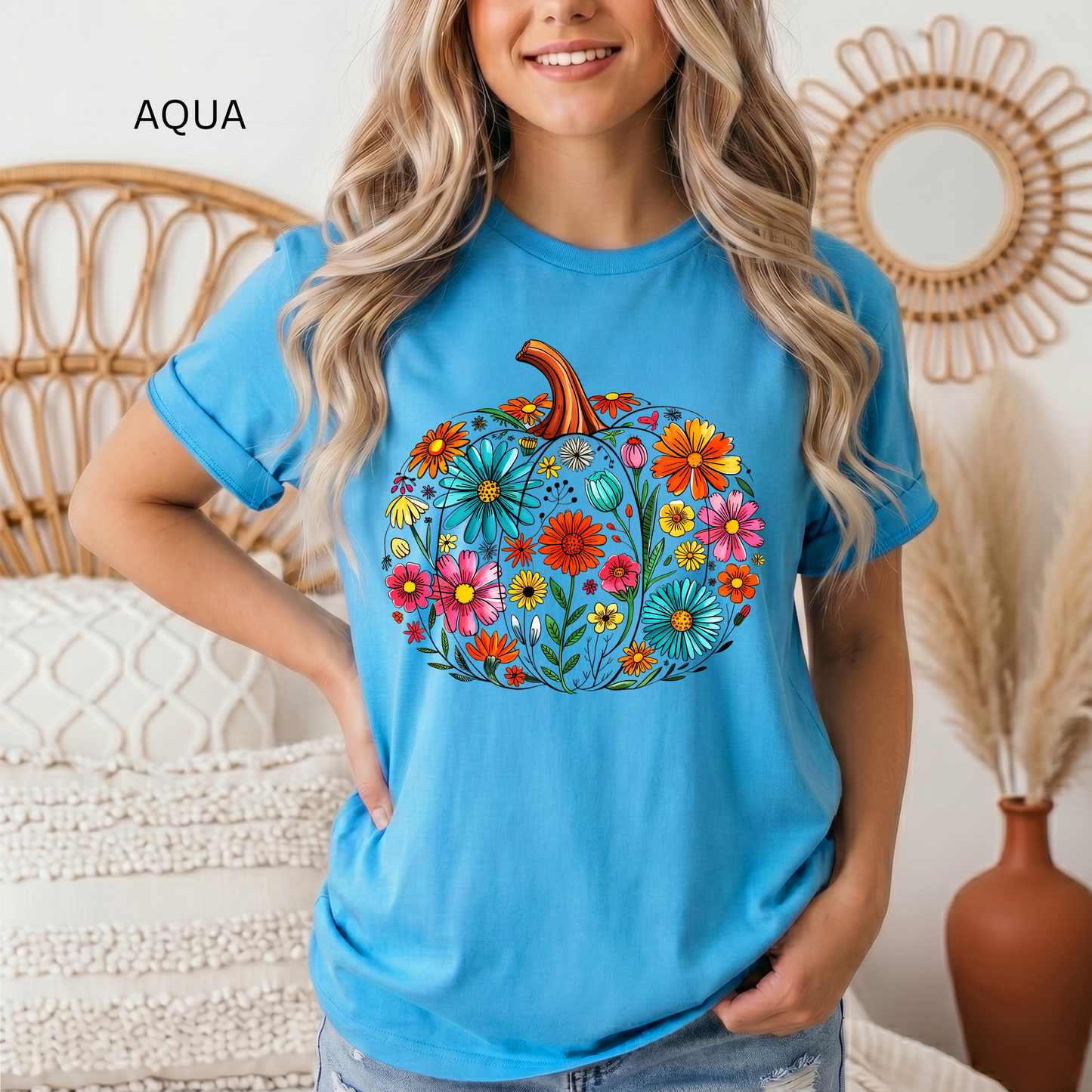 Fun Floral Pumpkin Tee