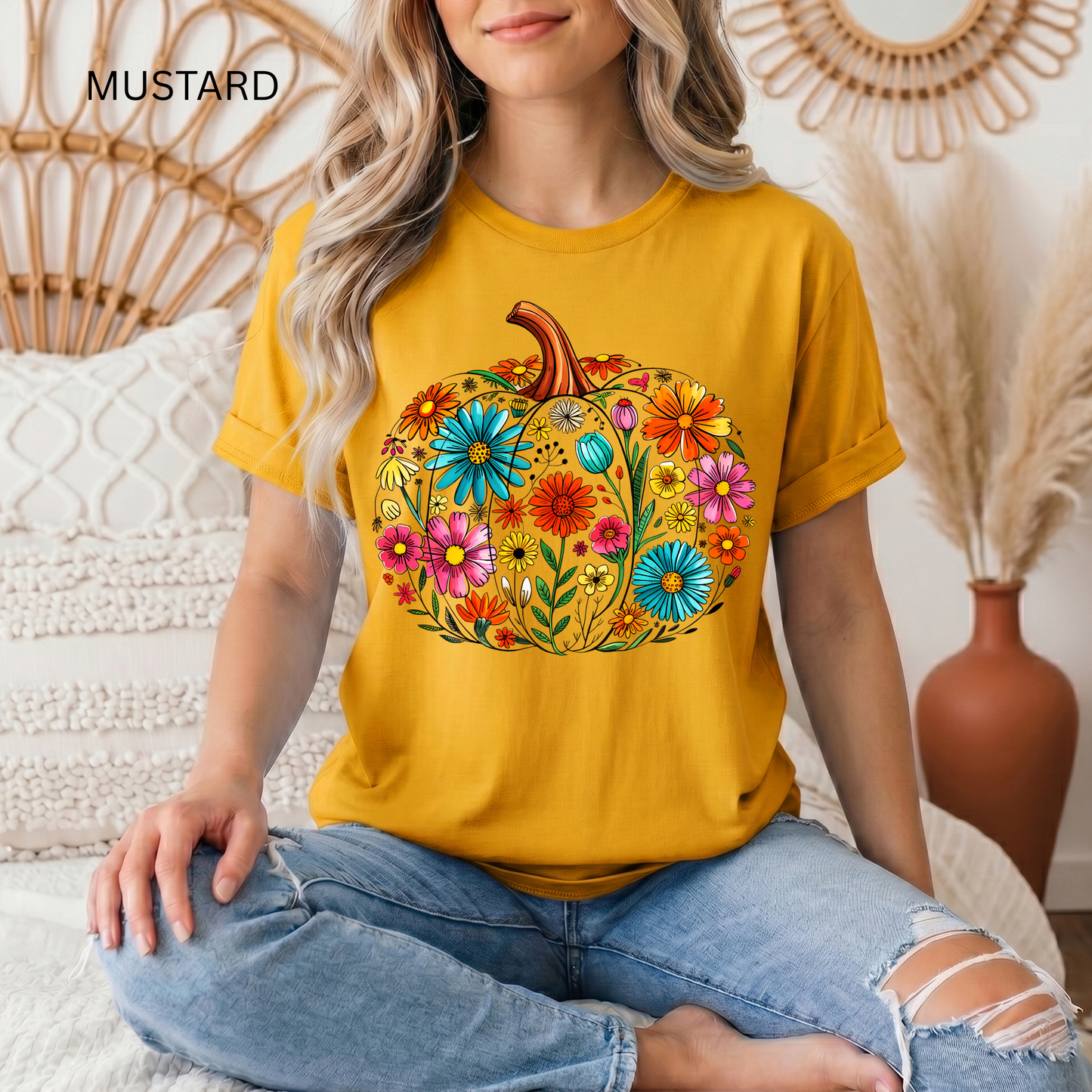 Fun Floral Pumpkin Tee